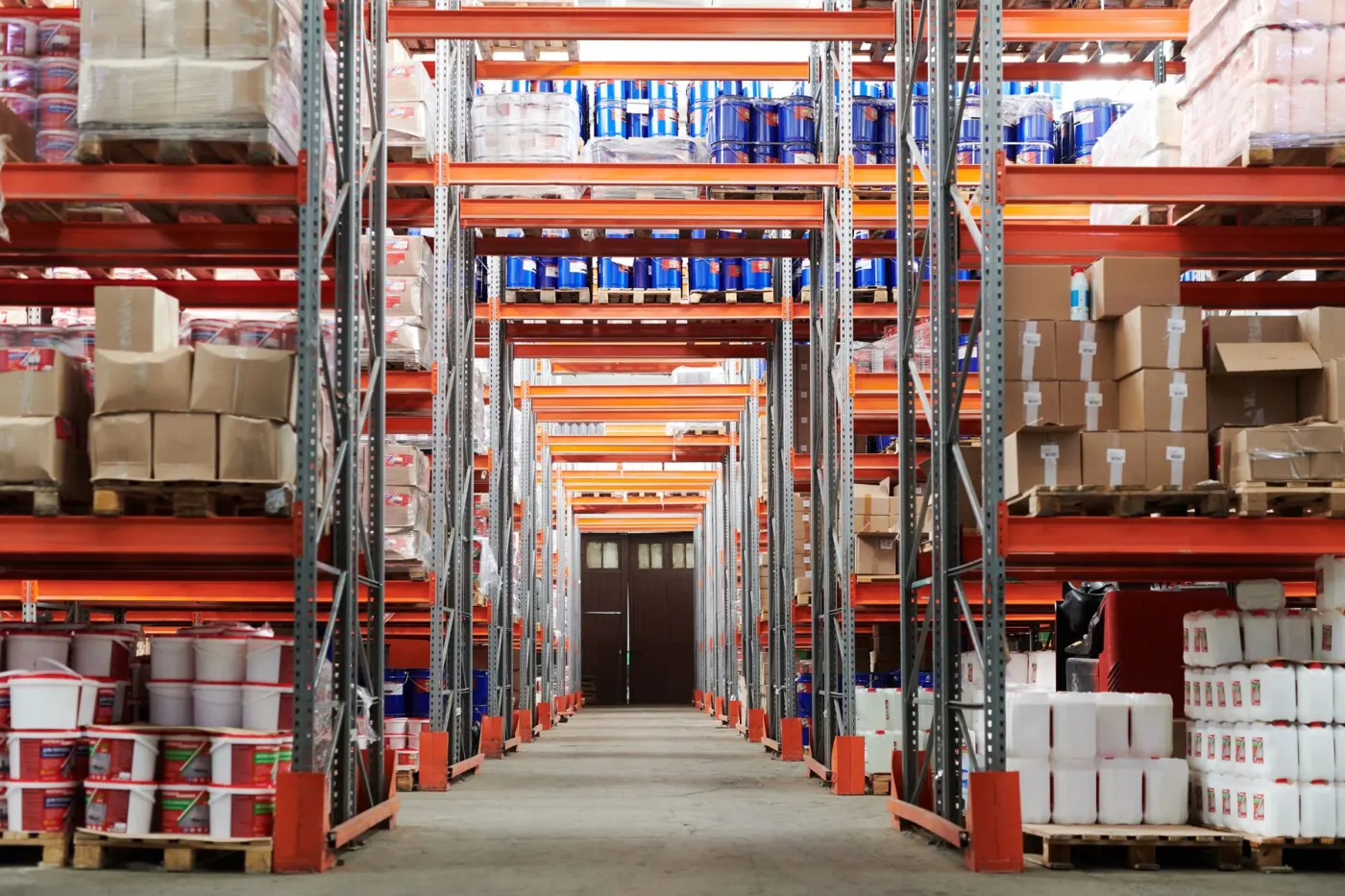 Warehouse racks full of pallets